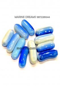 BLUE & WHITE DOUBLE SHADE CAPSULE GLASS STONES 1 KG